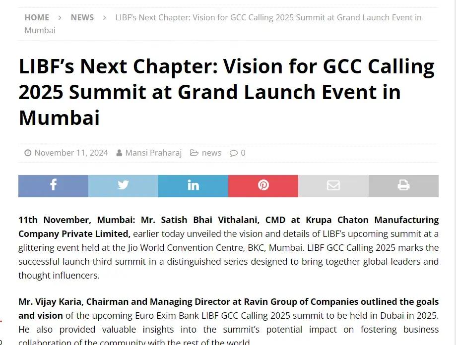 LIBF’s Next Chapter: Vision for GCC Calling 2025 Summit at Grand Launch Event in Mumbai